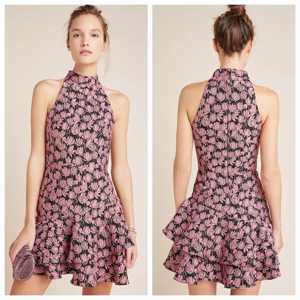 ML Monique Lhuillier Rita Ruffled Mini Dress size 6P NWT